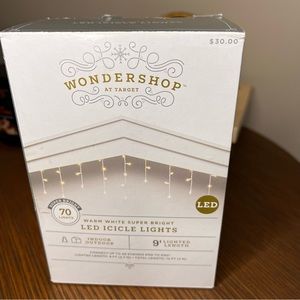 Wondershop 9' FT Curtain Icicle Lights Warm White LED Christmas Indoor Outdoor